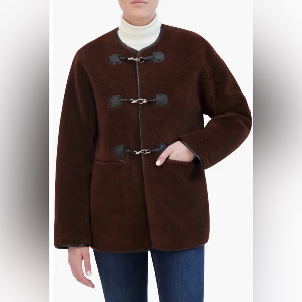 Rebecca Minkoff Chocolate Shearling Toggle Jacket‎ Women’s Size Small - Picture 2 of 12